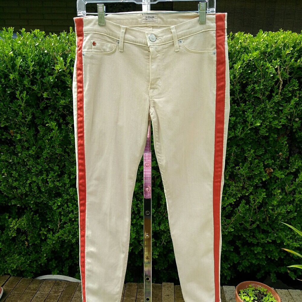 Hudson Skinny Tan & Orange Jeans Pants Sz 28W